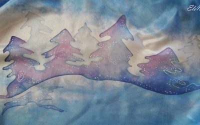 Winter trees on a silk