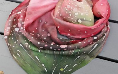 Silk Scarf with Dots and Flowers